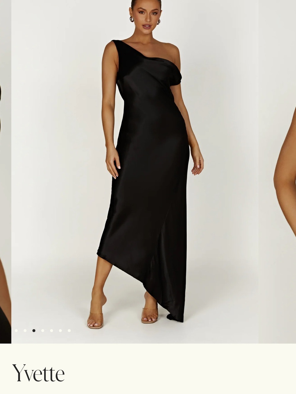Meshki Yvette Black Satin Midi Dress XXS